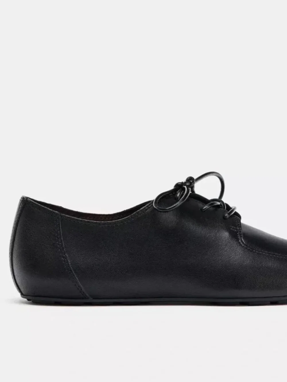 Zara LOW HEEL LEATHER LACE-UP SHOES